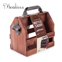 Bar Tool stainless steel beer bottle opener funny wooden Wine baskets Beer Caddy