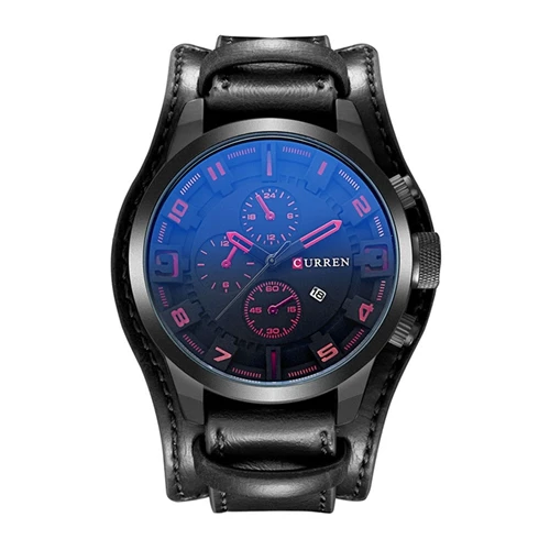 Модные мужские часы с датой из нержавеющей стали, кожаные Роскошные Аналоговые Кварцевые Спортивные наручные часы gai - Цвет: Кофе