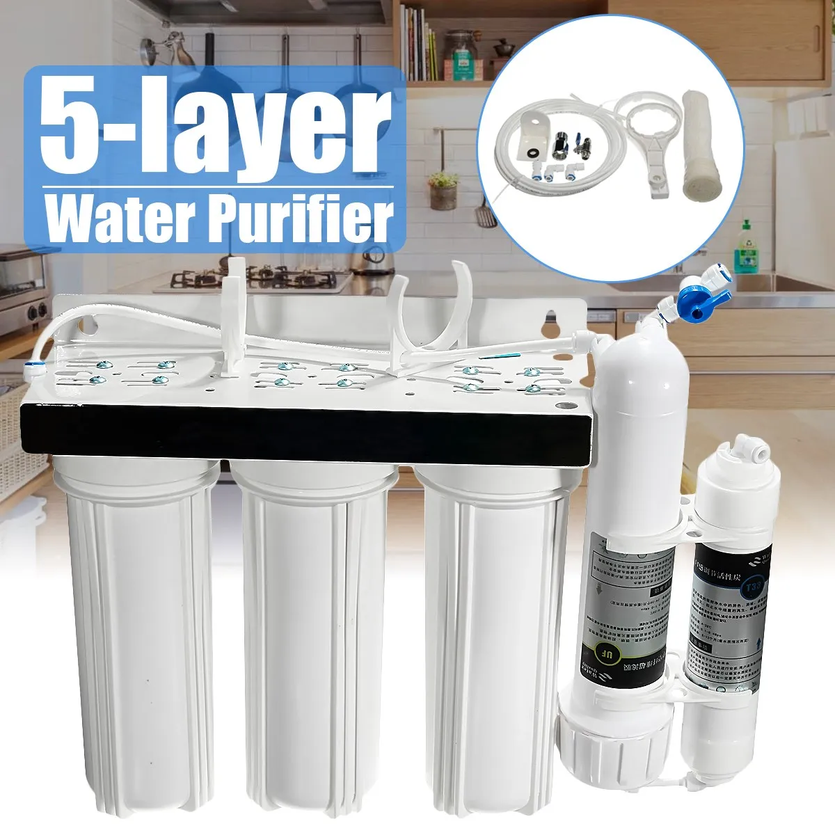 

5 Stage Water Purifier Three Filter Core Countertop Faucet Ceramic And Compressed Activated Carbon Filters Home Purifier