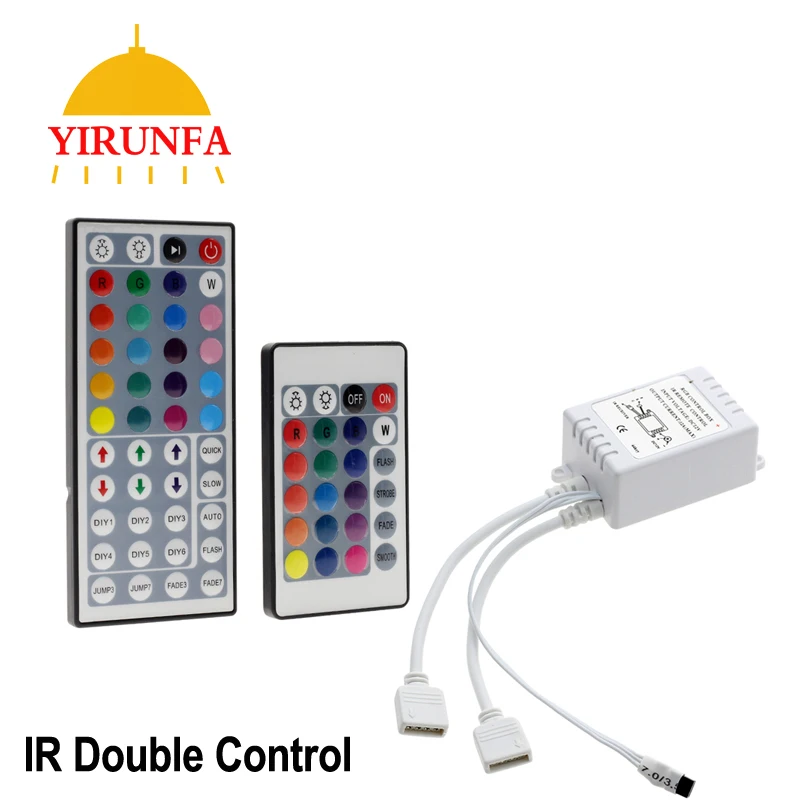 cheap LED RGB Controller DC12V 44 Key 24 Key Double Output IR Remote Controller For LED RGB Strip led controller