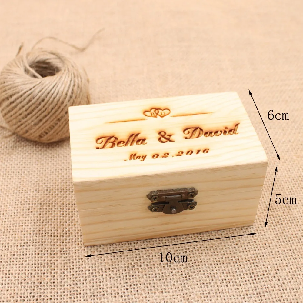 Personalized Wooden Ring Box, Wedding Ring bearer box , Custom Ring Box, Engraved your names, Rustic Wedding Personalized Gift4