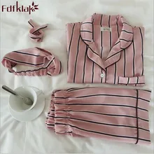 Fdfklak, 2 цвета, модная новинка, женские пижамы, отложной воротник, одежда для сна, 2 предмета, комплект, рубашка+ шорты, полосатый Повседневный пижамный комплект, Q32