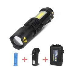 Waterproof Zoom Mini Tacital Led Flashlights Q5 COB Small Pocket Flashlight Torch Portable Work Light for Fishing/Camping/Biking