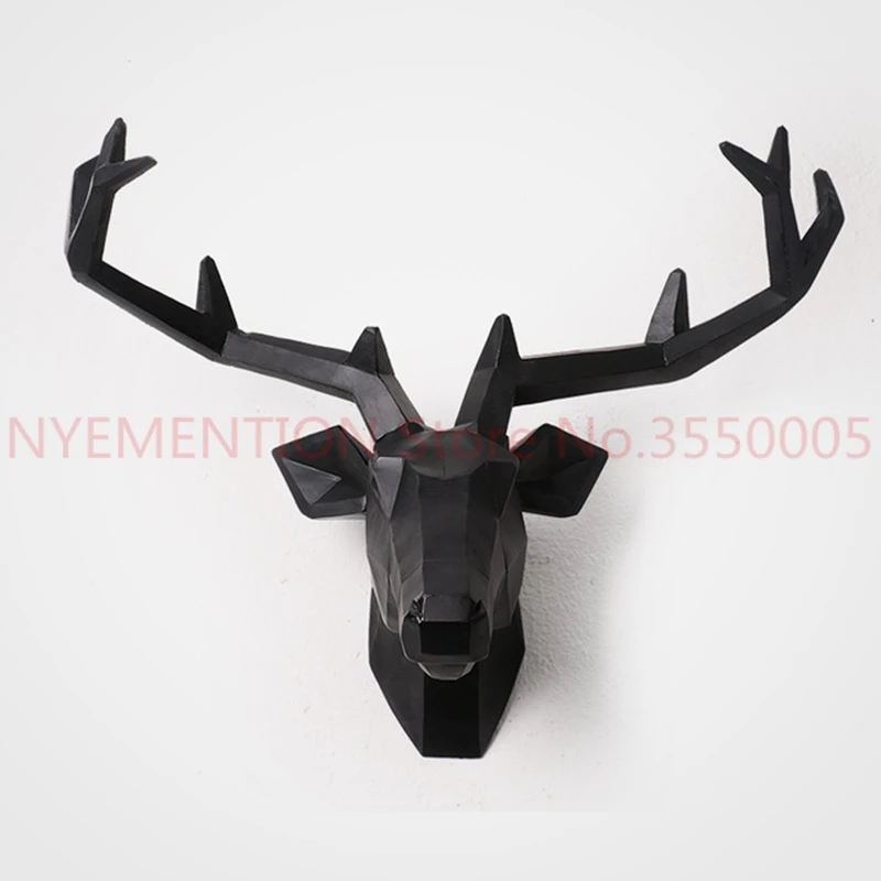 

Creative European Style Deer Head Wall Hanging Statue Animal Figurine Sculpture For Home Decorations Attic Ornaments Bar 1pcs