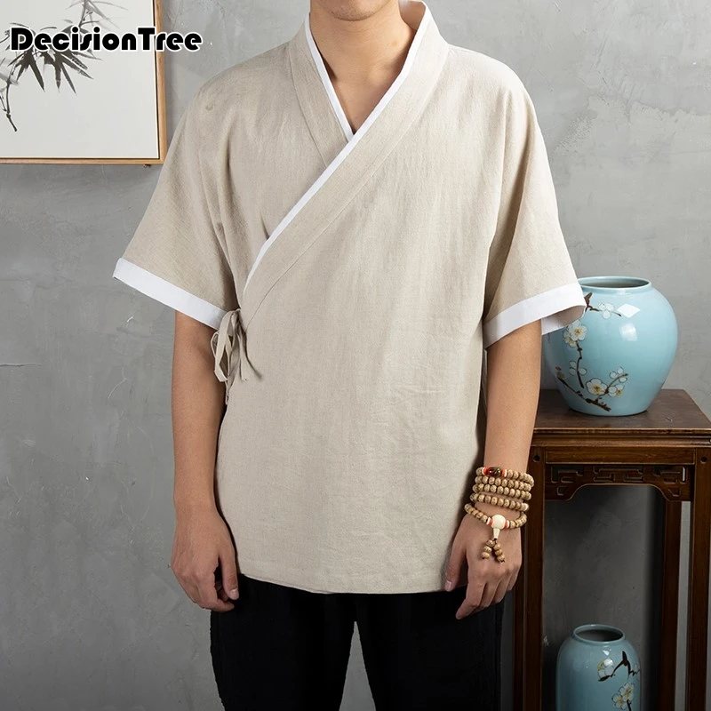 Китайские традиционные мужские рубашки в восточном стиле, Мужская блузка Hanfu cheongsam, винтажная стильная одежда - Цвет: color1