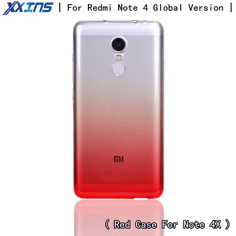 

Xxins TPU Red phone Cases For Xiaomi Redmi Note 4 Official Global Version Thin and soft back cover Gradient Red for note4X