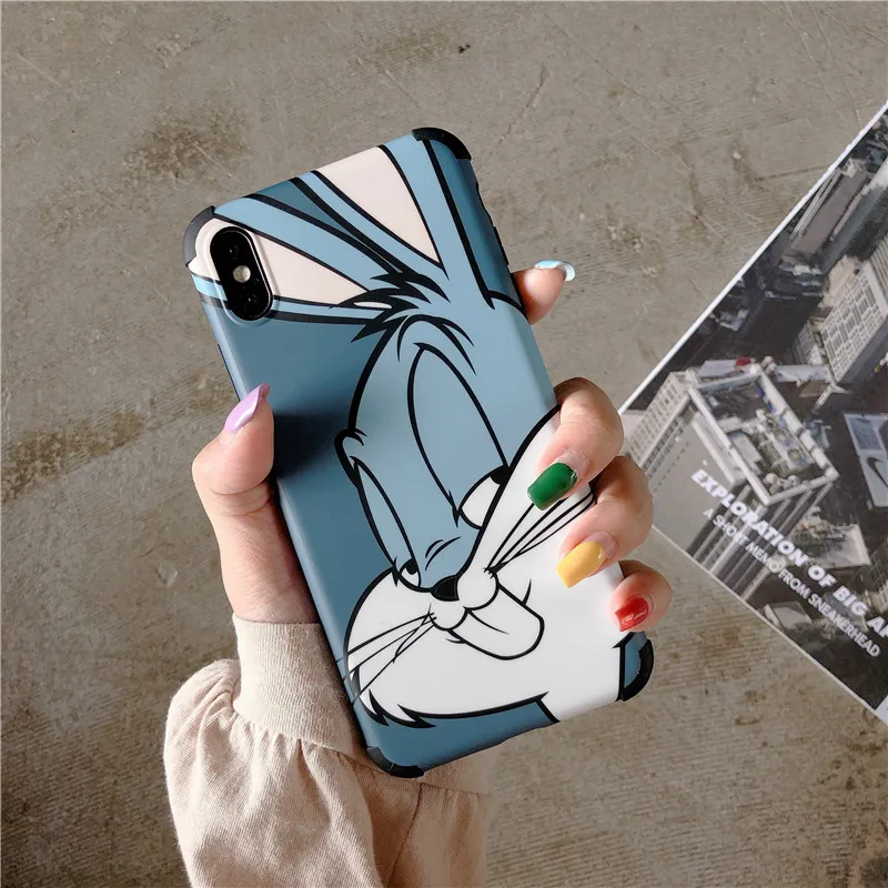 Забавный чехол для телефона с рисунком кролика iphone 6 6s 7 8 plus X XR XS Max противоударный