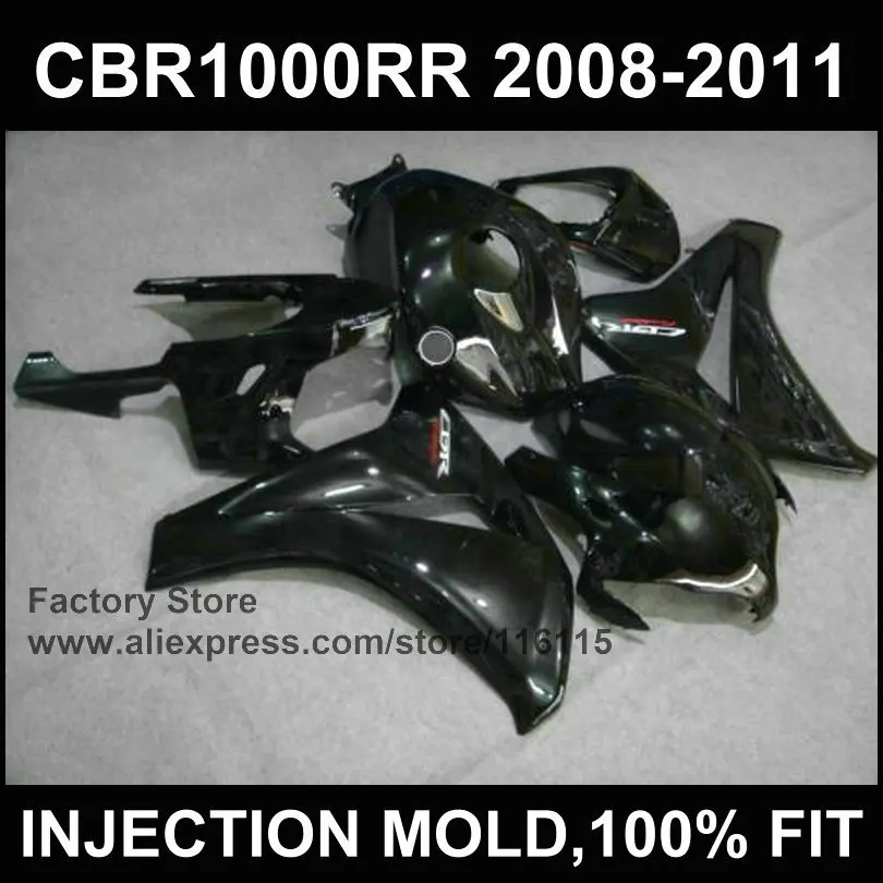 Aftermarket для HONDA CBR 1000 RR 2008 2009 2010 2011 литьевая форма Обтекатели 08 09 cbr1000 rr 10 11 12 плоский черный обтекатель