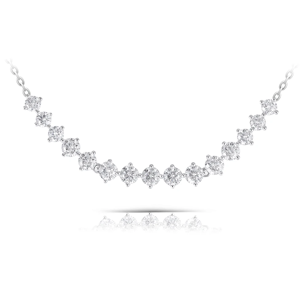 Elegant Sterling 925 Platinum Plated Silver 3ct 3.5mm-4mm-3.5mm H-I Color Moissanite Pendant Choker Necklace(3)
