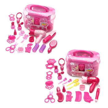 

Children Pretend Play Kid Make Up Toys Set Hairdressing Simulation Cosmetic Girls Dressing Travel Kit