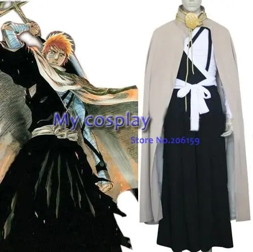 

Anime Bleach Cosplay - Bleach Kurosaki Ichigo Men's Execution Ground Cosplay Costumes for Halloween Cosplay party Cloak