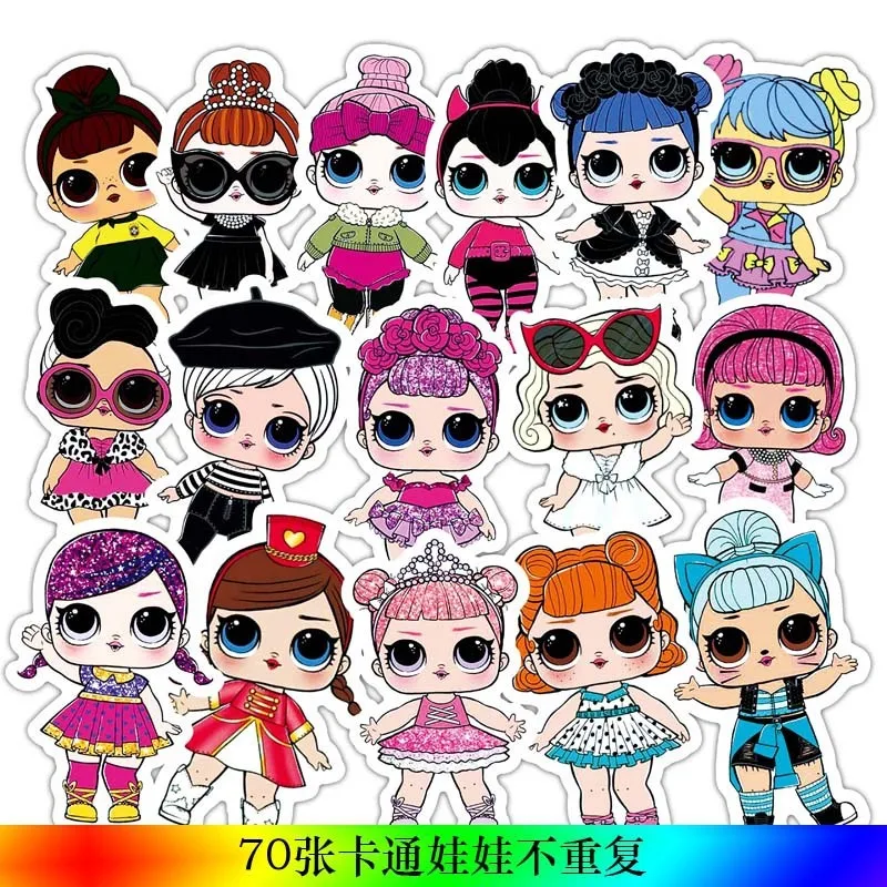 

35/70 Pcs/set cartoon cute kawaieva Styling Pvc Waterproof Stickers For Laptop Motorcycle Skateboard Luggage Decal Toy Sticker