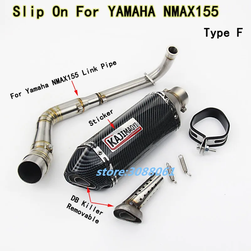 Мотоцикл выхлопной полный системы слипоны для YAMAHA NMAX155 NMAX 155 N MAX155 Модифицированная Передняя ссылка наклейка на трубу глушитель дБ убийца