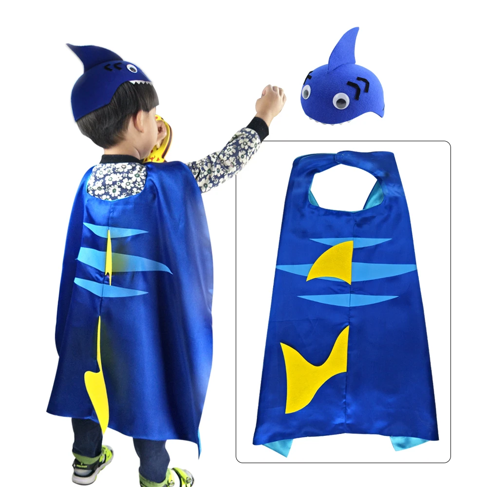Special L27* Child shark cape costume blue kid hat for birthday party Christmas dress brand animal baby costume mask cape 