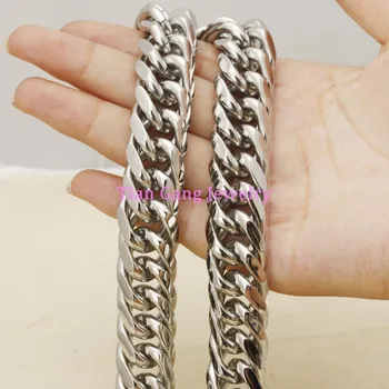 

7-40" Heavy Huge 18MM Stainless Steel Cool Boy Men's Curb Cuban Link Chain Necklaces Or Bracelet Shiny Jewelry