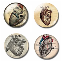 Corazón anatómico Vintage 30 MM imán de nevera corazón cabujón con vidrio artístico imanes para la nevera nota titular decoración del hogar