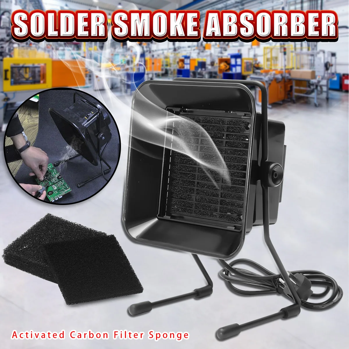 220V 16W Portable Solder Smoke Absorber ESD Fume Extractor for