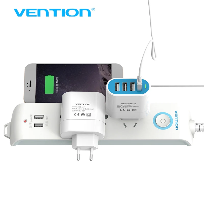  Vention 4 Ports USB Wall Charger Adapter 5V 4.8A Quick Charging EU Plug USB Charger for iPhone for Galaxy mobile phone charger 