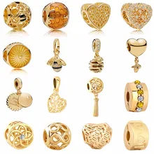 Новинка, Золотое сердце и пчела, медовая расческа, семейное дерево, бесконечность, цветок, любовь, заколка и бусина, Подходит для Пандора, очаровательный браслет, mix051