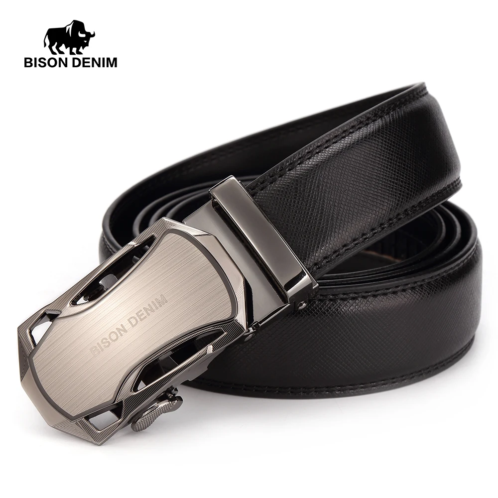 Ремень BISON DENIM N71303 мужской из натуральной кожи Роскошный деловой пояс с