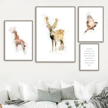 Giraffe Deer Bird Nordic Posters And Prints Wall Art Canvas Painting Animals Wall Pictures For Living Room Home Decor