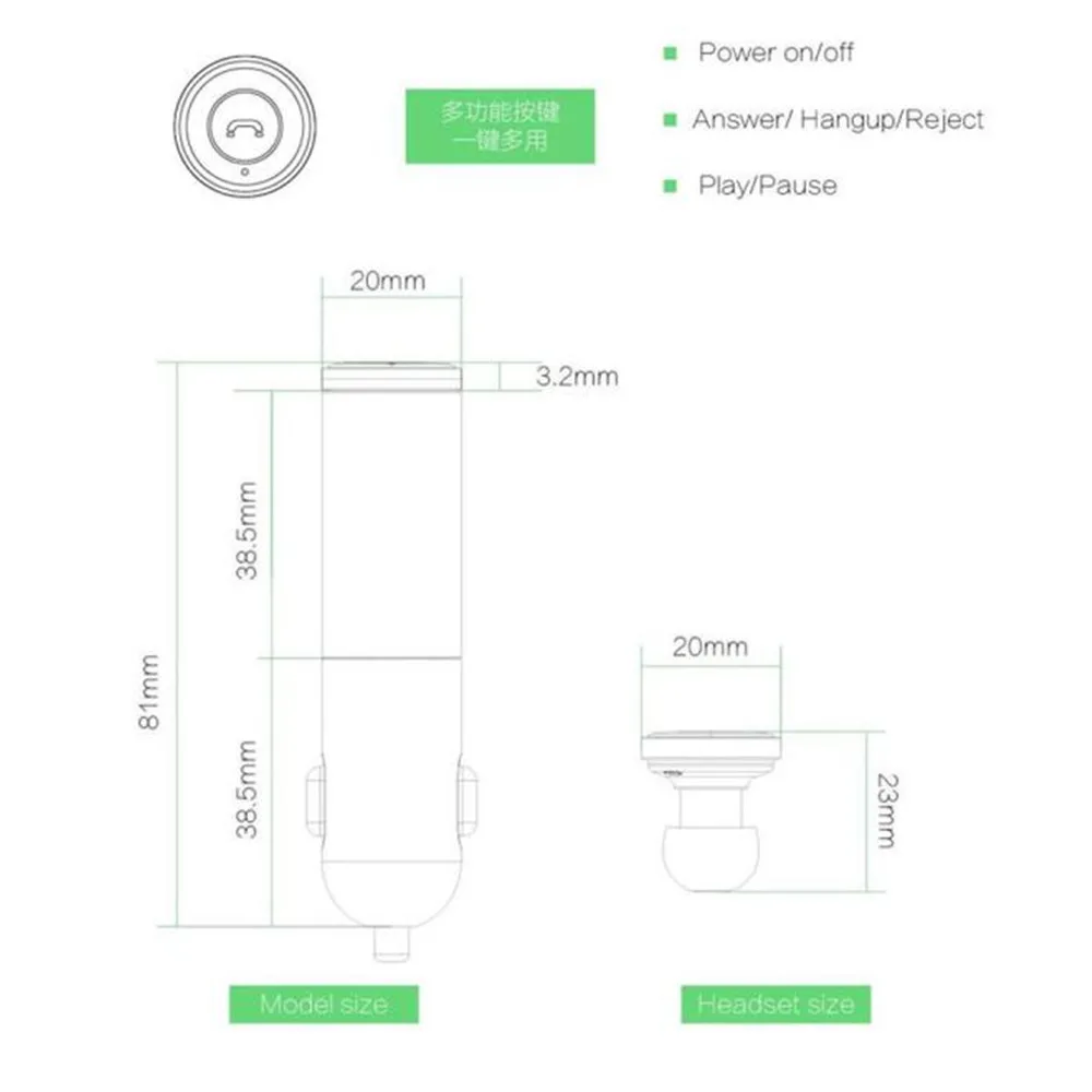 Автомобильное usb зарядное устройство розетка с двойным usb Авто led пластик abs Мини 12 В t10 Разъем Авто Зарядка Смарт Bluetooth 4,0 стерео он