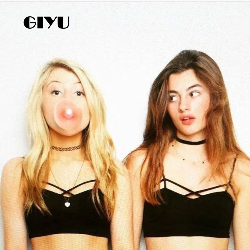 

GIYU Summer Solid Slim Camis Sleeveless Skinny Crooped Women Sexy Basic Short Strap Tops Female Hollow Out Tanks 2019