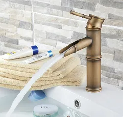 Antique Brass Bamboo Style Single Handle Bathroom Vessel Sink Basin Faucet Mixer Taps anf037