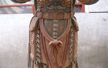 

45 Inch"Large old Wood Handwork painted Wei Tuo warrior God Buddha Statue