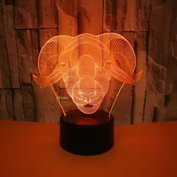 Новое прибытие животных Овцы головы 3D настольная лампа ягнят цветной сенсорный светодиодный визуальный индикатор USB дети подарок Спальня