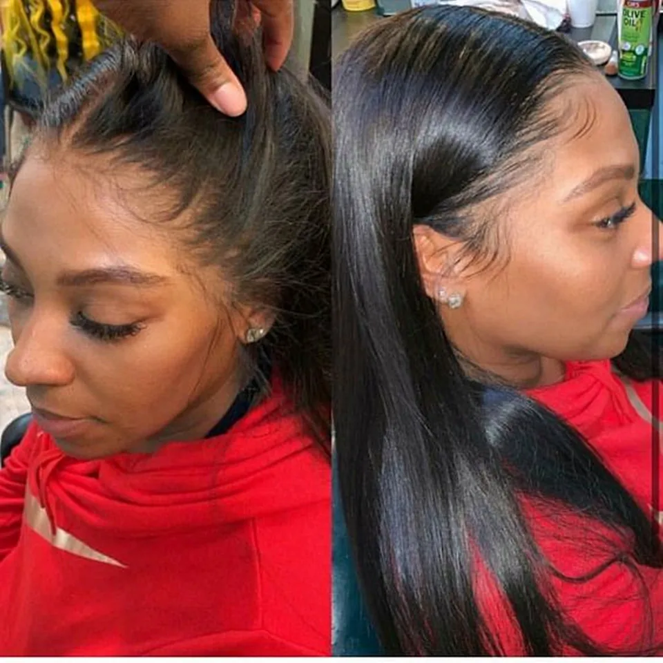 24 Inch Long Wig 13x4 Lace Front Human Hair Wigs Pre Plucked Lace Wig Brazilian Straight Frontal Wig For Black Women Wig Manufacturers Synthetic Lace