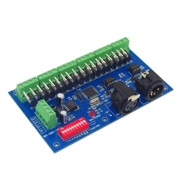 

DMX512 18CH Controller DMX512 Decoder With RJ45 Output For RGB LED Strip Module Controller DC 12-24V