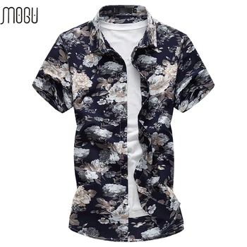 

MOGU Hawaiian Men's Shirt With Short Sleeve 2017 Summer New Fashion Floral Shirt For Men Casual Shirts Asian Size 6XL Men Shirt