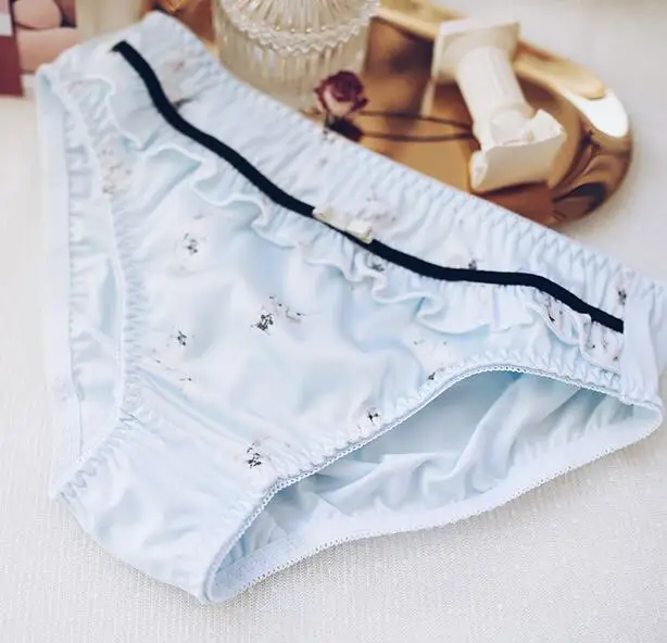 Blue Реальное фото M, L, XL, Лолита, кавайные принцы, сексуальные трусики, гладкие, с принтом, атласные, Calcinha, нижнее белье, нижнее белье, WP534 - Цвет: Blue