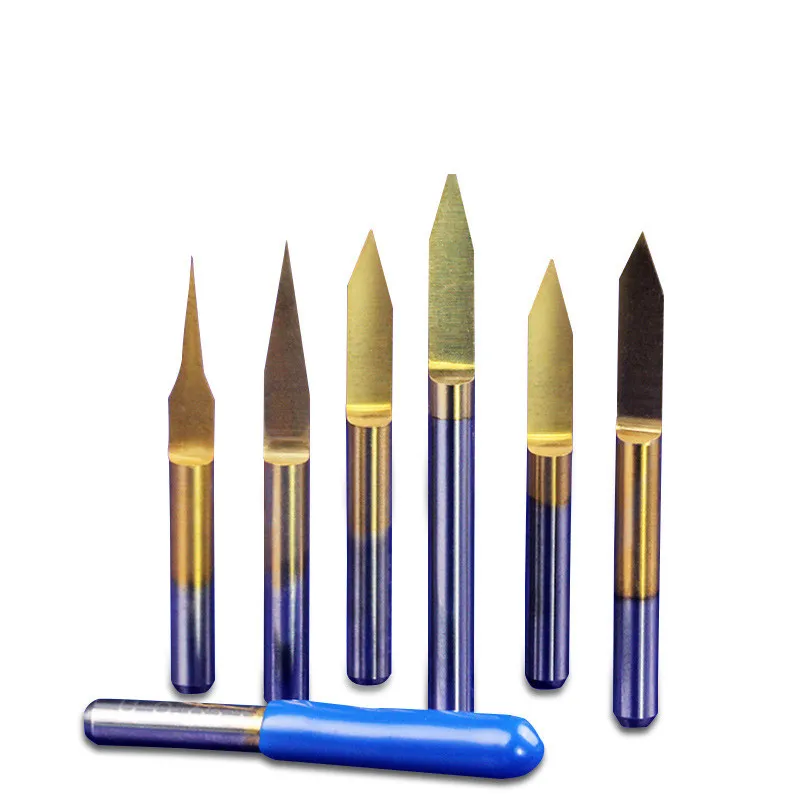 

10pcs 3.175 mm 30 degree 0.1 mm triangular sharp knife Titanium tungsten steel milling cutter CNC flat bottom end mill engraving
