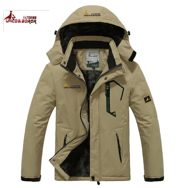

UNCO BOROR winter men Outdoor Sport inside fleece jacket thick warm waterproof windproof Hiking Camping Skiing Windbreaker 6XL
