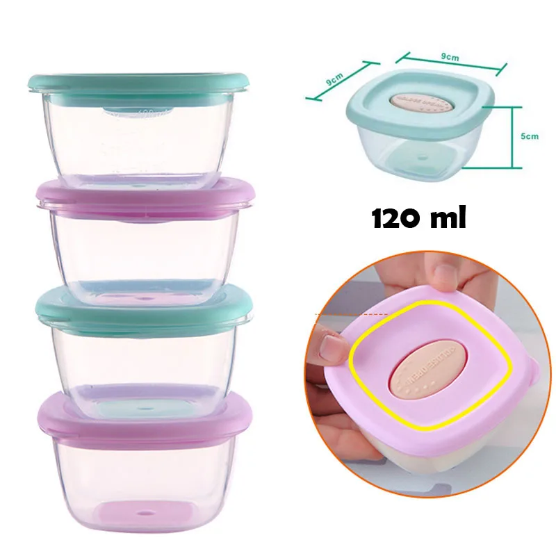 4Pcs Microwave Baby Food Cup 120ml Utensils for Children Snack Spilled