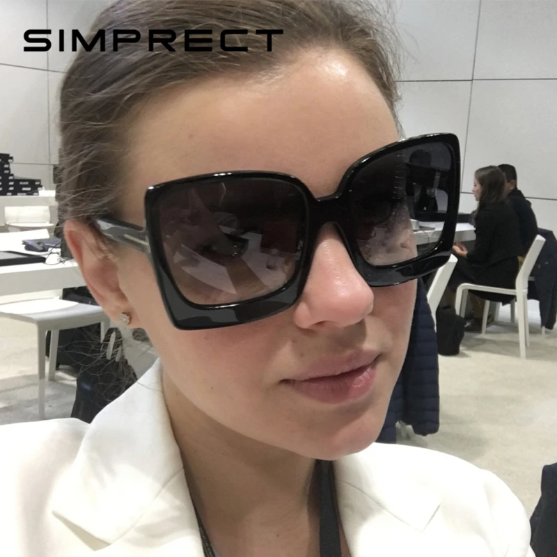 SIMPRECT негабаритных квадратных солнцезащитных очков женские брендовые модные градиентные солнцезащитные очки с большой оправой UV400 Высокое качество Zonnebril Dames