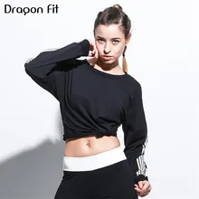 Дракон Fit Осень офсетная печать в полоску Спортивная футболка Для женщин воздухопроницаемая комфортная обувь свободные Топы корректирующие круглый Средства ухода за кожей шеи Футболка Для женщин