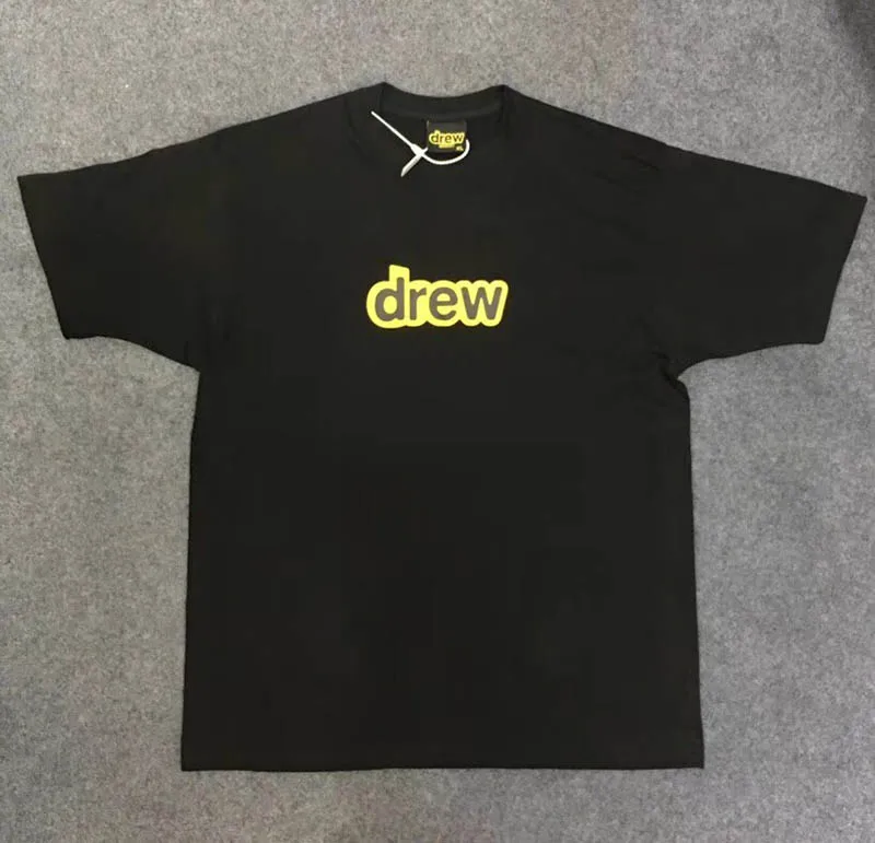 New Drew House T Shirt Justin Bieber Smiley Face Logo Men Cotton Drew House T-Shirts Short Sleeve Top Tees