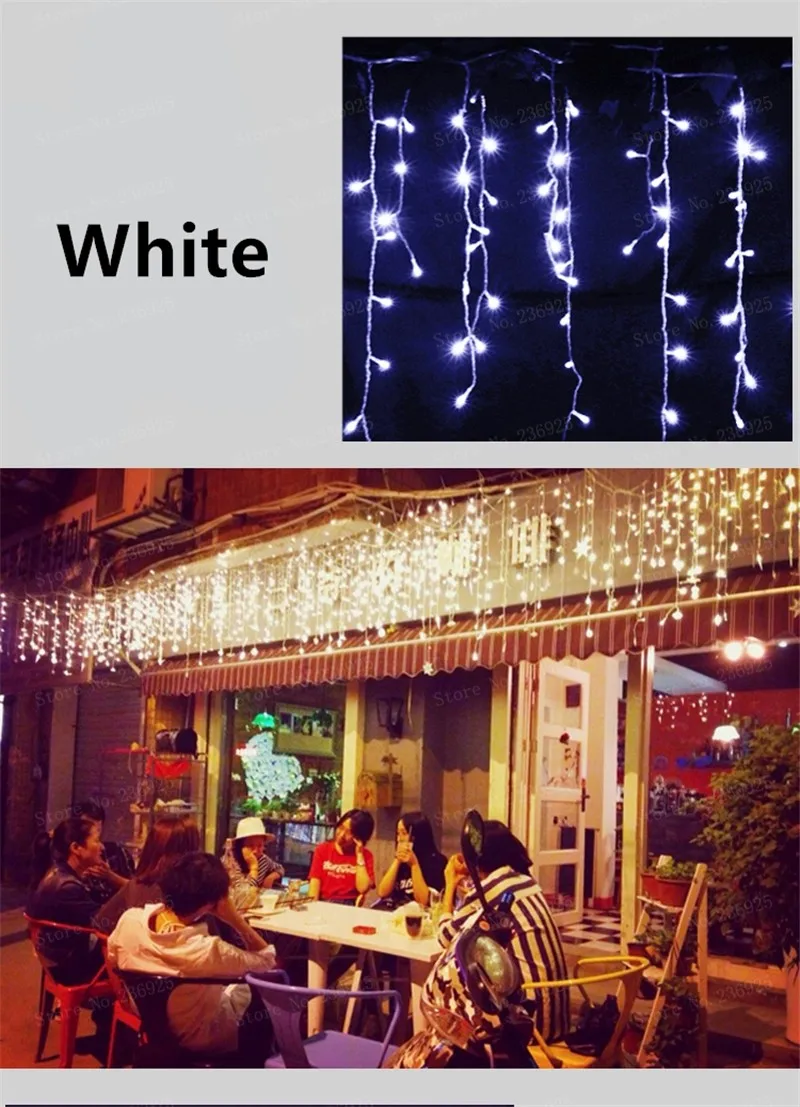 3.5m Waterfall LED String Lights Christmas Garland New Year's light Outdoor on the Window Decoration Festival Party Fairy Lights