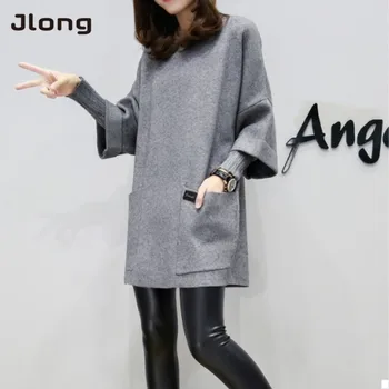 

Women's Fashion Sweatshirt Autumn Large Size Long Sleeve Hoodies Loose Pockets Outerwear Big Size Wool Coat 4XL