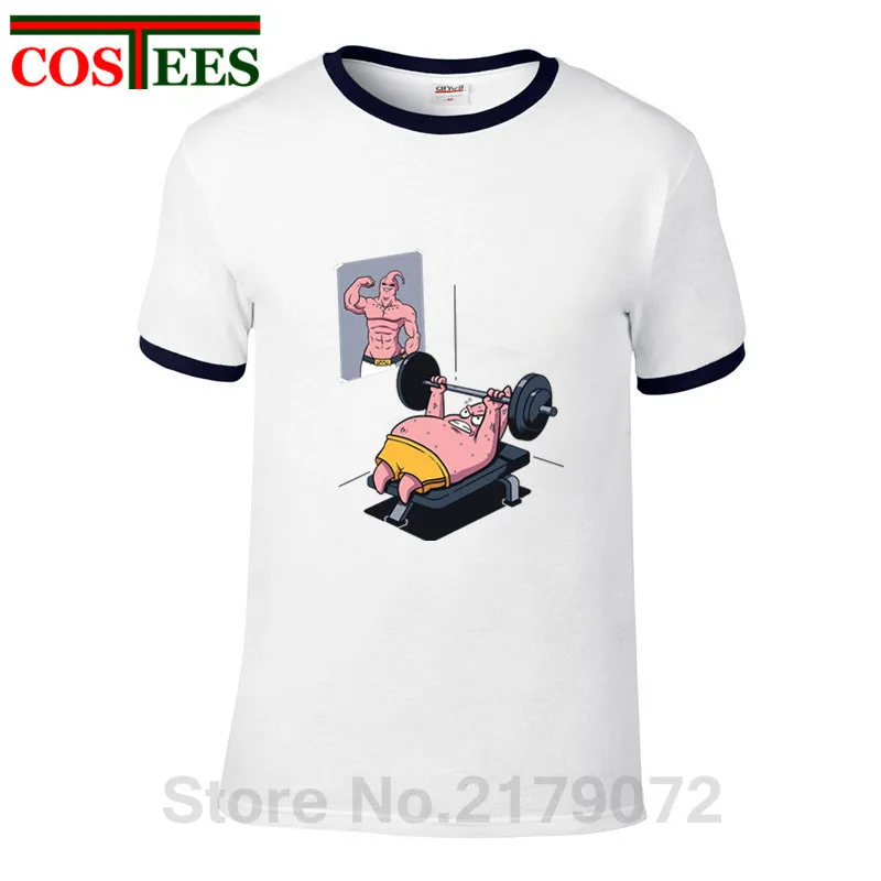 Divertido Fitness Tee Bola de Dragón T camisa de los hombres de Dragon Ball Z camiseta homme Super Saiyan Evolución de levantamiento de peso punk camiseta camiseta