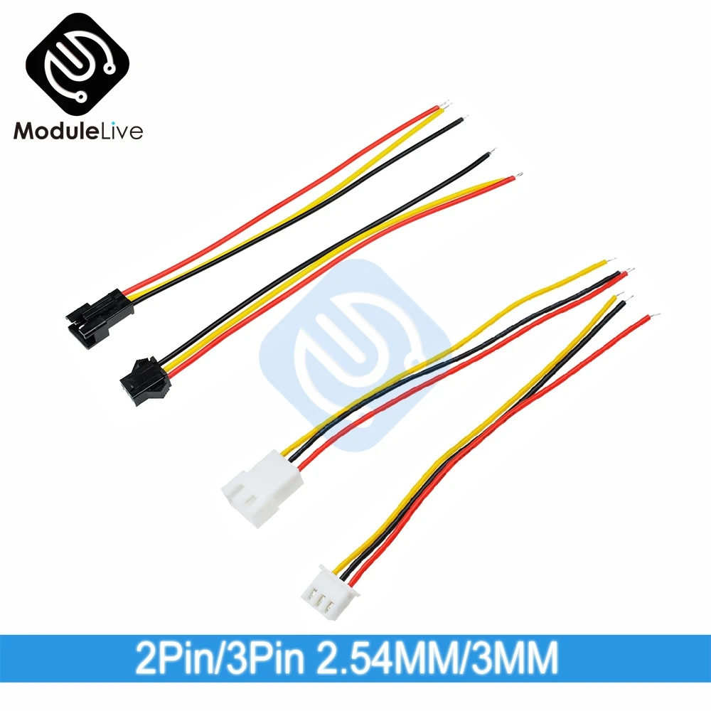 

10Pairs 15cm 15 cm 10cm Long JST SM 2Pin/3Pin 2.54MM/3MM 2.54 MM 3 MM Plug Male to Female Wire Connector 2P 3P