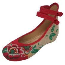 Zapatillas de Ballet de lona bordadas Vintage para Mujer, bailarinas chinas cómodas para Mujer, Zapatos bordados para Mujer