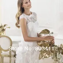 Футляр с рукавом-крылышком кружевное короткое свадебное платье для приема