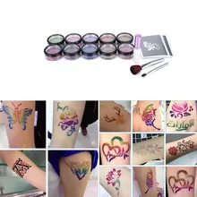 10 цветов Лот Хэллоуин краска для тела временное мерцание Искусство Красота порошок лицо краска ing вспышка тату макияж инструменты трафарет клей