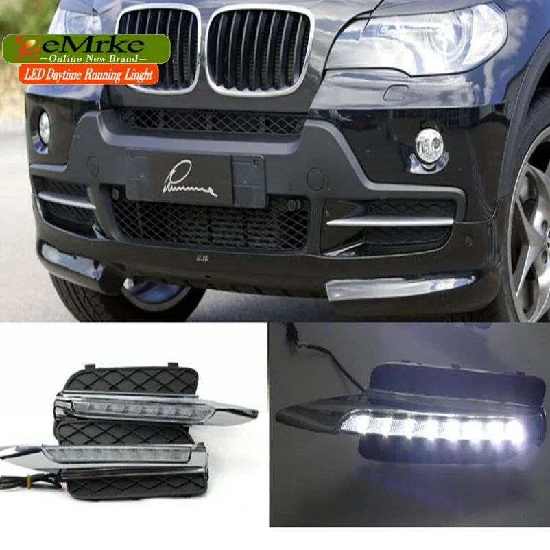 eeMrke Car LED DRL For BMW X5 E70  2006-2013 High Power Xenon White Fog Cover Daytime Running Lights Kits