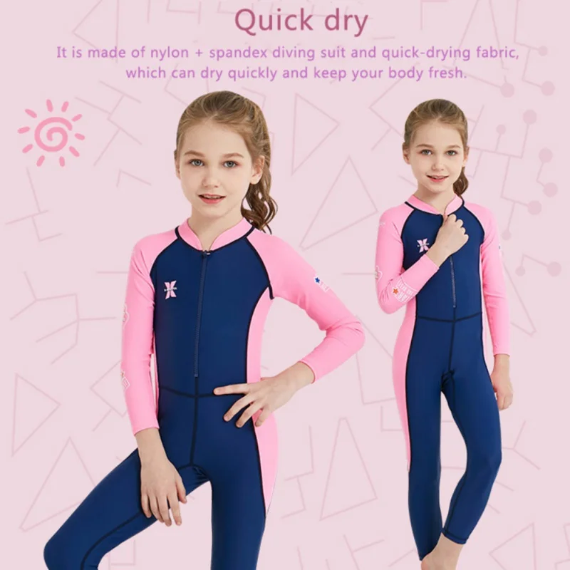 Детский костюм для дайвинга для мальчиков и девочек, неопреновый гидрокостюм для детей, сохраняющий тепло, цельный купальный костюм с длинными рукавами и защитой от ультрафиолетового излучения