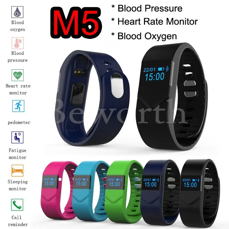 Blood Pressure Blood Oxygen Smartband Heart Rate Monitor M5 Bluetooth font b Smart b font Band